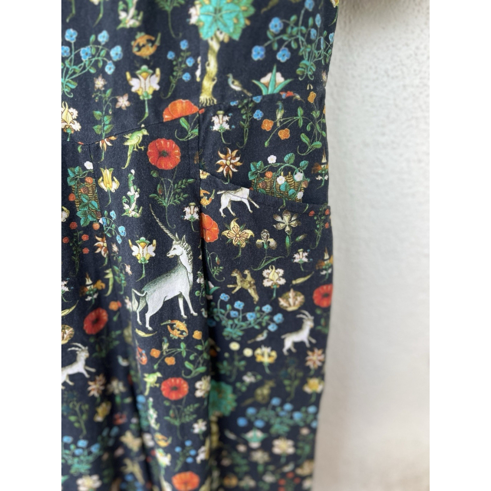Samantha Pleet Garden Jumpsuit Puff Sleeve 2 Black Illuminated Ethereal Floral - Picture 13 of 14